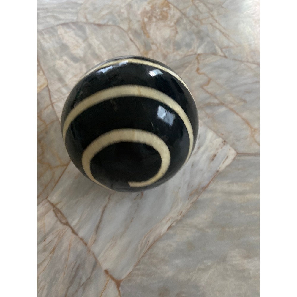 Pier 1 Imports Black Spiral Decorative Sphere Orb Bowl Filler Cream ‎ Striped